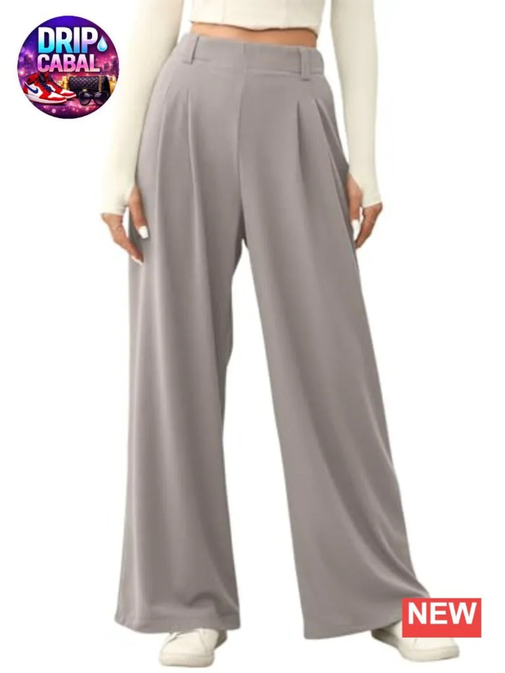 Women's High Waisted Wide Leg Pants Waffle Knit with Pockets Casual Work